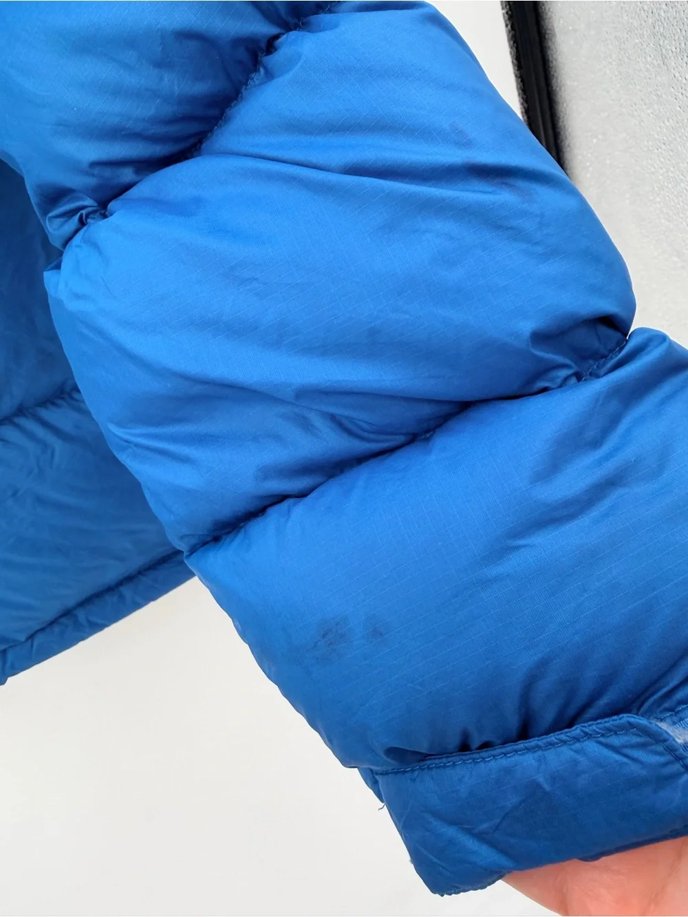The North Face 1996 Retro Nuptse Puffer Down Jacket Blue 700 Fill Mens XL FLAW